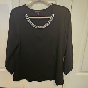 Moa Moa Black Blouse with Chain Detail